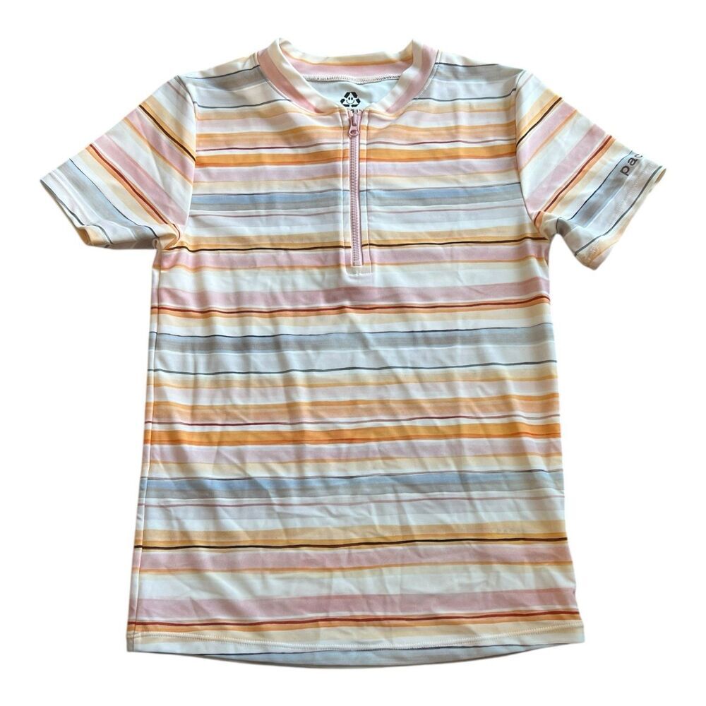 Pacsun Kids Orange Striped Rashguard Swimming Shirt L